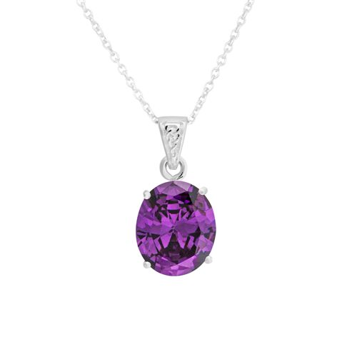 Amethyst CZ Oval Necklace