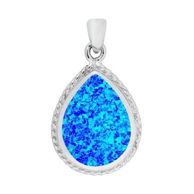 Joli pendentif en forme de larme d'opale bleue