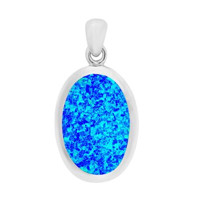 Magnifique pendentif ovale en opale bleue