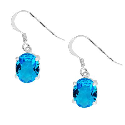 Jolies boucles d'oreilles ovales Aqua