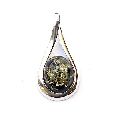 Dainty Green Amber Oval Pendant