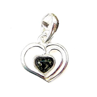 Green Amber Heart Pendant