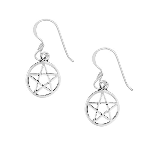 Dainty Silver Pentagram Earrings