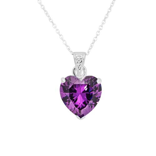 Amethyst CZ Heart Necklace