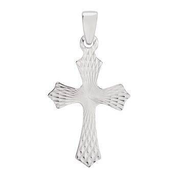 Beau pendentif croix en argent à motifs