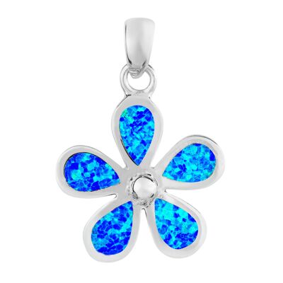 Pretty Blue Opal Flower Pendant