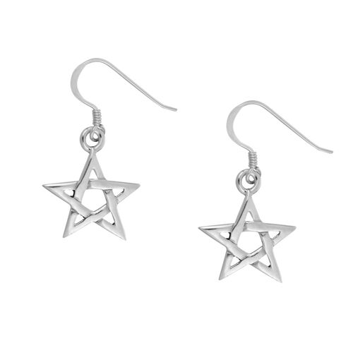 Large Silver Pentagram Earrings
