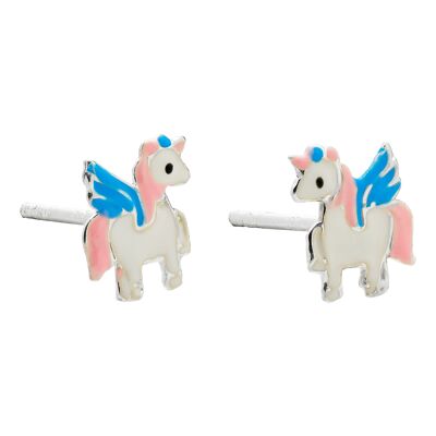 Enameled Unicorn Studs