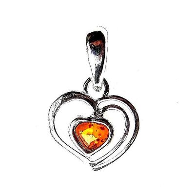 Dainty Amber Heart Pendant