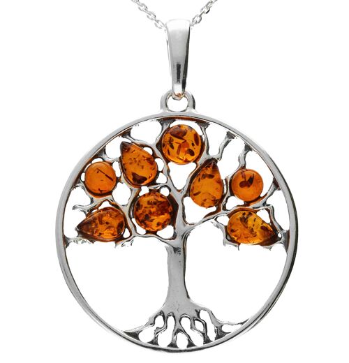 Stunning Large Amber Tree of Life Pendant