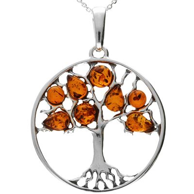Splendido ciondolo grande albero della vita in ambra