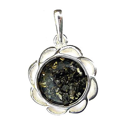 Green Amber Flower Pendant