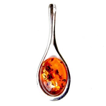 Superbe grand pendentif ovale en ambre