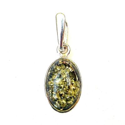 Joli pendentif ovale en ambre vert délicat