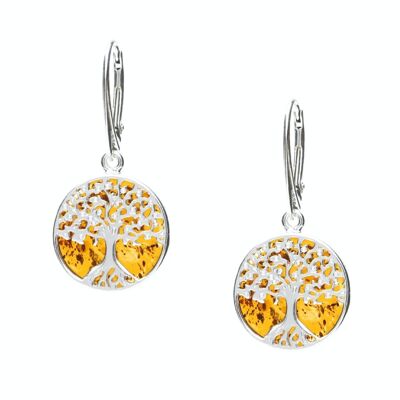 Amber Tree of Life Earrings