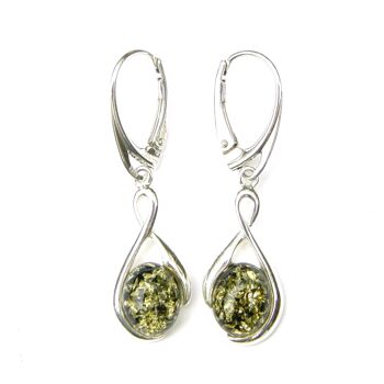 Boucles d'Oreilles Pendantes Ambre Vert