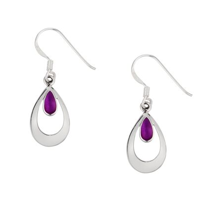 Belles boucles d'oreilles en forme de larme violette