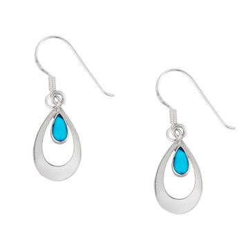 Belles boucles d'oreilles en forme de larme turquoise