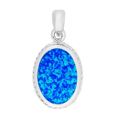 Decorative Blue Opal Oval Pendant