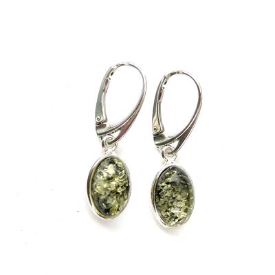 Boucles d'Oreilles Ovales Jolie Ambre Vert