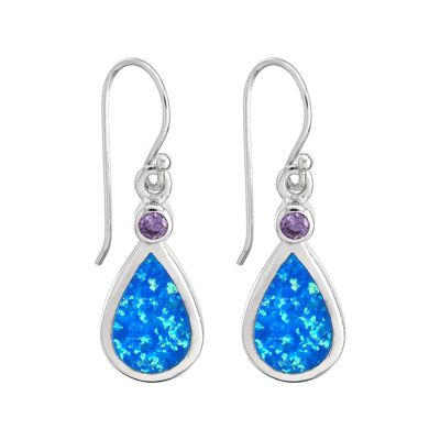 Ohrringe mit blauem Opal und Amethyst