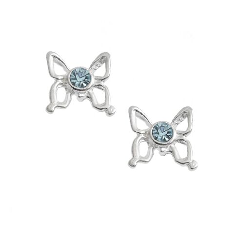 Aqua Crystal Butterfly Studs