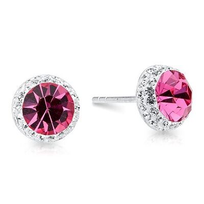 Jolies boucles d'oreilles en cristal rose