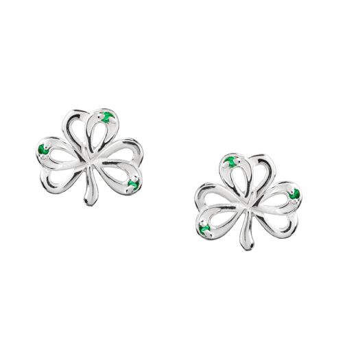 Pretty Crystal Shamrock Studs