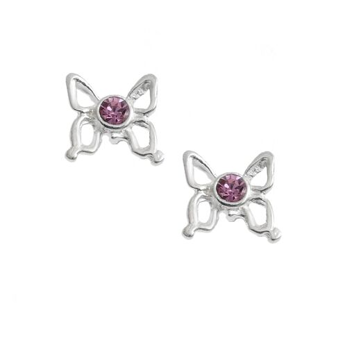 Rose Crystal Butterfly Studs