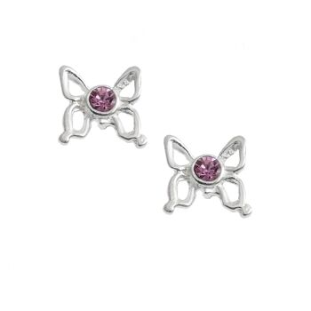 Boucles d'oreilles papillon en cristal rose