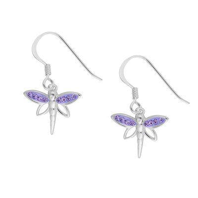 Belles boucles d'oreilles libellule en tanzanite