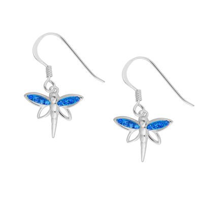 Boucles d'Oreilles Libellule Saphir