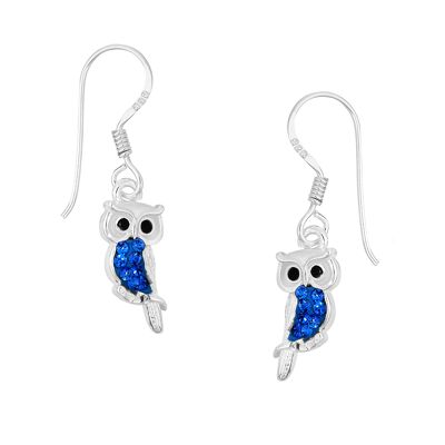 Boucles d'Oreilles Hibou Saphir