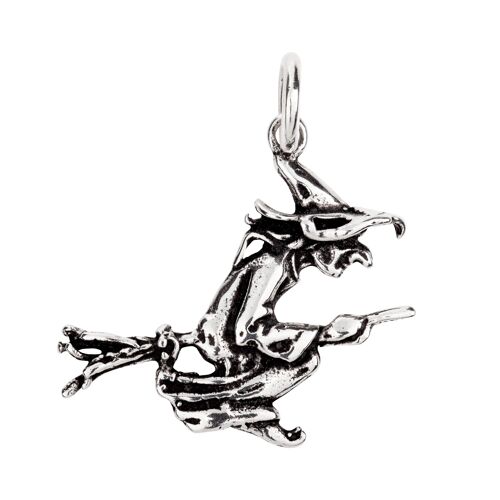 Witch on Broomstick Pendant