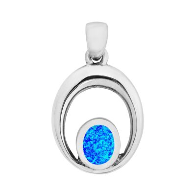 Blauer Opal-Anhänger mit ovalem Umriss