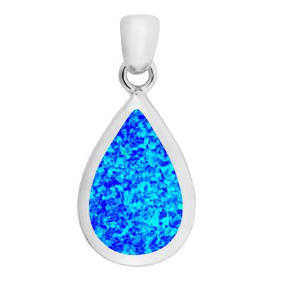 Superbe pendentif en forme de larme d'opale bleue