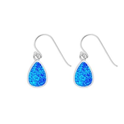 Boucles d'oreilles goutte d'opale bleue