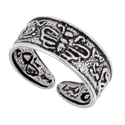 Hermoso anillo de dedo del pie de mariposa de plata
