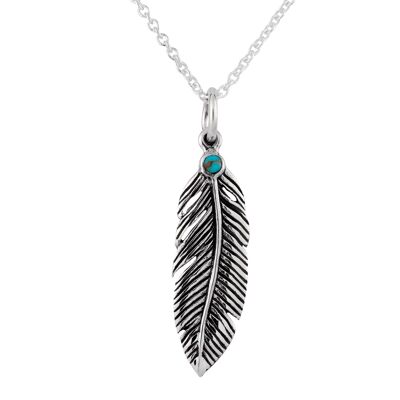 Pretty Turquoise Feather Pendant