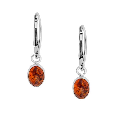 Dainty Amber Oval Earrings