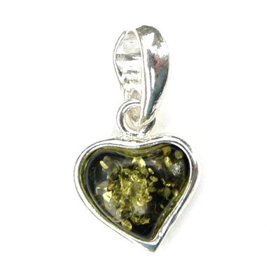 Pretty Green Amber Heart Pendant