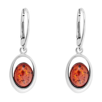 Belles boucles d'oreilles ovales en ambre