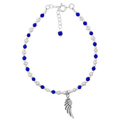 Bracelet Charm Aile d'Ange Lapis Lazuli & Perle