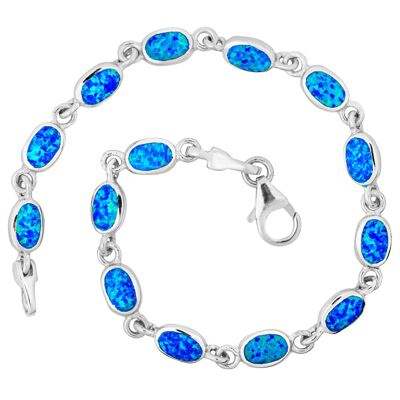 Pulsera ovalada de ópalo azul