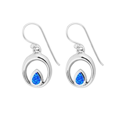Blue Opal Teardrop Outline Earrings