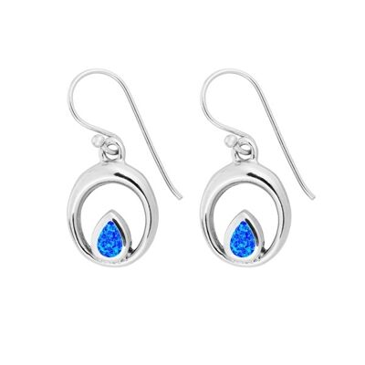 Boucles d'oreilles en forme de goutte d'opale bleue