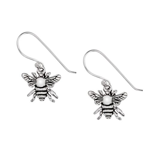 Beautiful Silver Bee Earrings - Earrings
