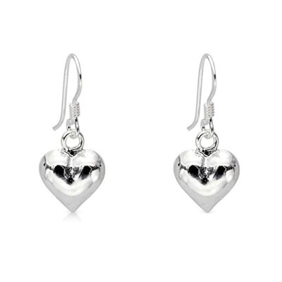 Belles boucles d'oreilles coeur bouffant