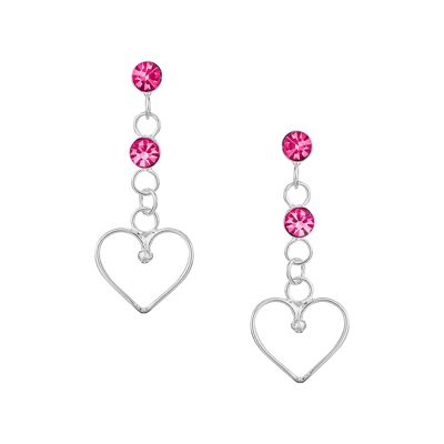 Pink Drop Heart Studs