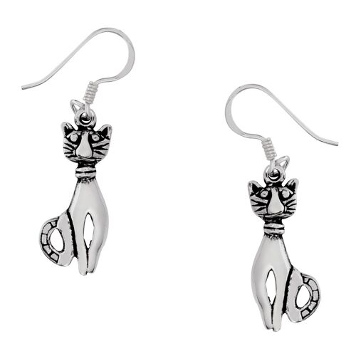 Cute Cat Silver Earrings